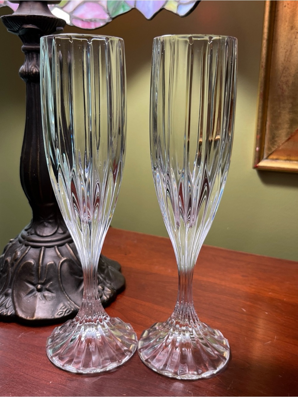 Set of 2 Vintage Mikasa‎ Crystal Park Lane Champagne Toast Glasses
